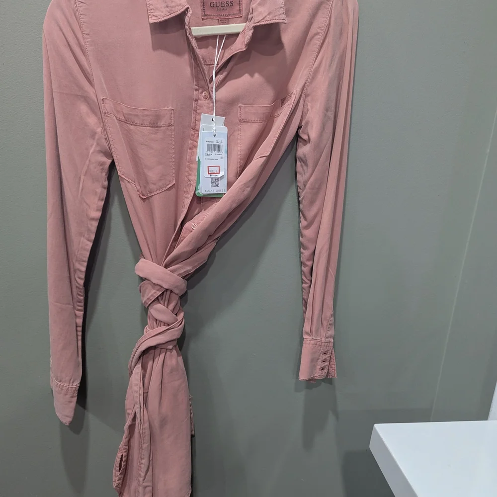 Guess Pink Button-Up Shirt Dress - Picture 1 of 9